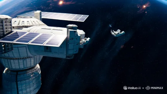 宇航员在星际太空中国空间站探索。 by Hailuo AI Video Generator