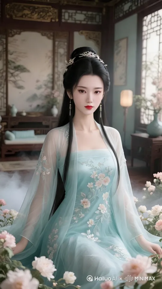 [左移,右摇,跟随]起身走，并转身，抛媚眼。伸手牵我。4K高清，9：16 by Hailuo AI Video Generator