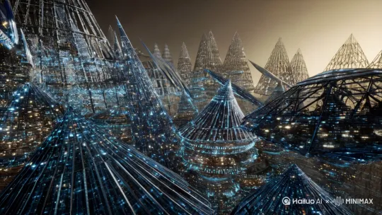 复杂的几何结构不断变化,仿佛在四维空间中展开。光影交错,空间扭曲,音效从四面八方传来,让你感受到一种前所未有的沉浸感。随着视频的推进,你将发现自己仿佛置身于一个无限扩展的宇宙中,时间和空间在这里失去了意义,只有无尽的探索与发现 by Hailuo AI Video Generator