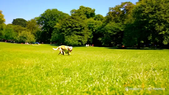 我和拉布拉多在公园草地玩耍 by Hailuo AI Video Generator