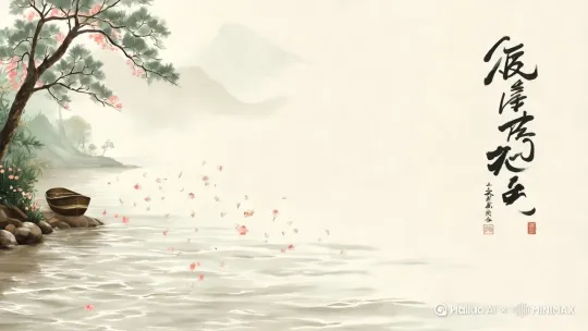 树轻轻摇摆，花瓣悄悄落下，水轻轻摆动生成动态视频 by Hailuo AI Video Generator