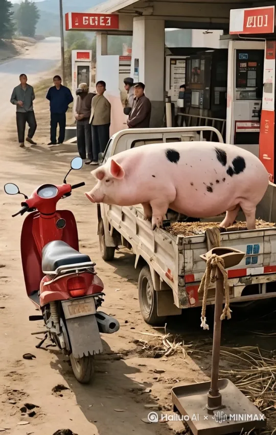 猪熟练的骑上电动车，前蹄扶车把，骑走了 by Hailuo AI Video Generator