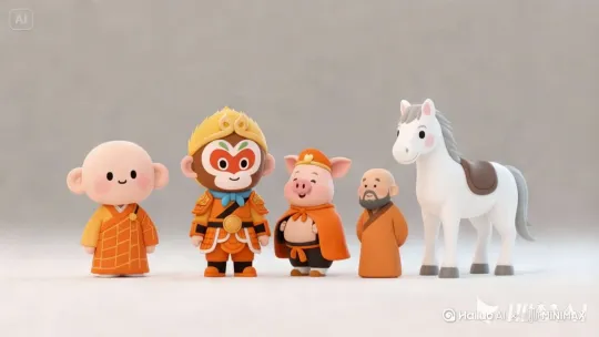 他们身后是一片山川河流的壮丽景色，山峦起伏，云雾缭绕，给人以奇幻玄幻之感。天空中，几只飞鸟掠过，为这静谧的画面增添了几分生机。 by Hailuo AI Video Generator