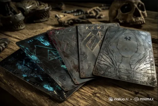 wizard takes a tarot card with number 52 on it. by Hailuo AI Video Generator