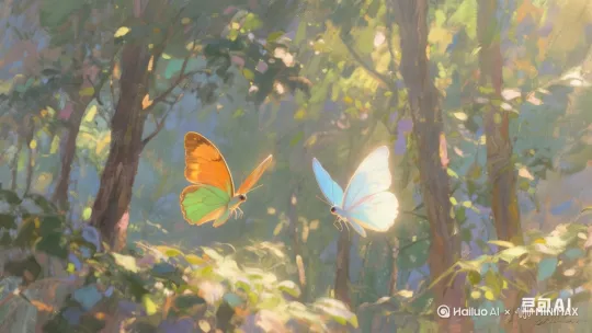 让两只小蜜蜂飞起来。慢慢的飞远。 by Hailuo AI Video Generator