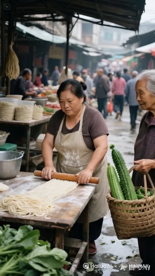 镜头移动,动态跟随,大妈与老奶奶一言不和,准备打架,大妈手持擀面杖,老奶奶从菜篮里拿出黄瓜,两人身姿轻盈,即将展开一场惊心动魄的中国功夫对决。大妈的人率先发动,好脚下轻点,身形如燕,瞬间跃至半空,手中擀面杖直刺而出,这一招融合了轻盈的轻功与凌厉的剑式。老奶奶的人踏着奇异的步伐,侧身躲开攻击,同时手中黄瓜横扫,如同长鞭挥舞,风声呼啸。大妈的人在空中一个翻转,借着轻功之力再次拔高,擀面杖自上而下猛砸,气势如虹,仿佛泰山压顶。老奶奶的人急速后退,脚步如行云流水,黄瓜向上一挡,发出 “砰” 的一声巨响,两人各自借力向后飘去。落地瞬间,两人再次弹起,如鬼魅般冲向对手,擀面杖左劈右砍,招式快如闪电。
两人的身影在场地里交错翻飞,轻功使得他们的动作更加飘逸灵动,他们各自施展奇妙的轻功身法,在狭小的空间内穿梭自如,手中擀面杖不时回击,角度刁钻,周围的人都围观过来,欢呼雀跃、拍手叫好 by Hailuo AI Video Generator