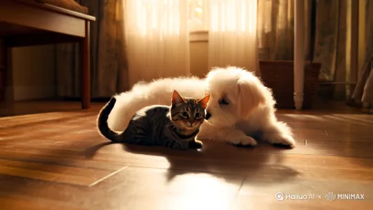 我家的小狗布丁看中了小花猫 by Hailuo AI Video Generator
