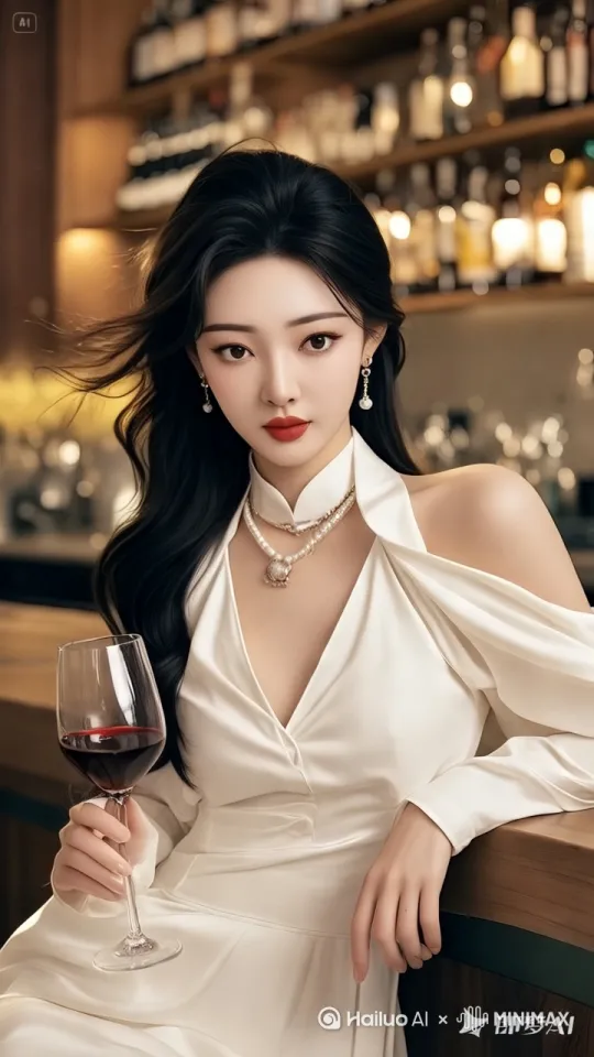 小姐姐一手拿着半杯红酒，慢慢摇晃着杯中的酒液[右移,左摇,跟随]伤感的微微侧着身，有点凌乱的头发飘在脸上，分手就在那个秋天，高清真人摄影[右移,左摇,跟随] by Hailuo AI Video Generator