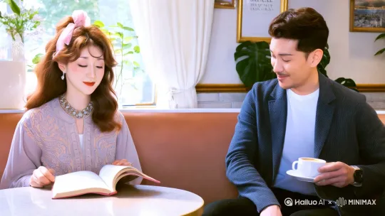 王杰(男)在小雅的对面坐下,点了一杯美式咖啡。小雅(女)不经意间抬起头,两人的目光瞬间交汇。那一刻,时间仿佛静止,小雅的心中泛起了一丝涟漪。王杰微微一笑,打破了沉默:“这是本好书,不是吗?“他指了指小雅手中的书。小雅有些惊讶,没想到他也注意到了这本书。两人就着这本书展开了话题,从文学到电影,从旅行到梦想,越聊越投机。 by Hailuo AI Video Generator