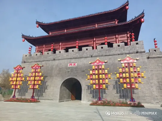 上庸古城大东门，骑马走出大将军，士兵，金旗两边列，汉军威武与天齐 by Hailuo AI Video Generator