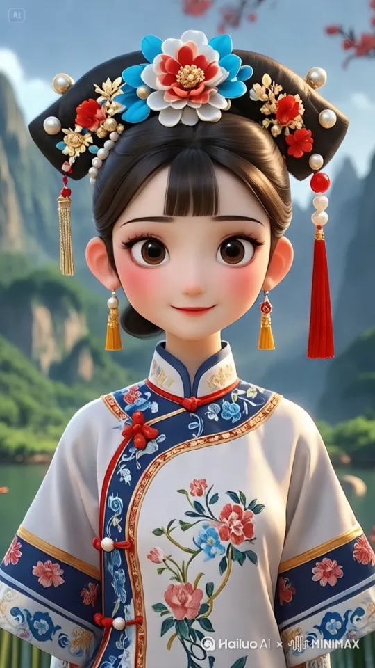 [推进,变焦拉远]最好女孩点头挥手微笑 by Hailuo AI Video Generator