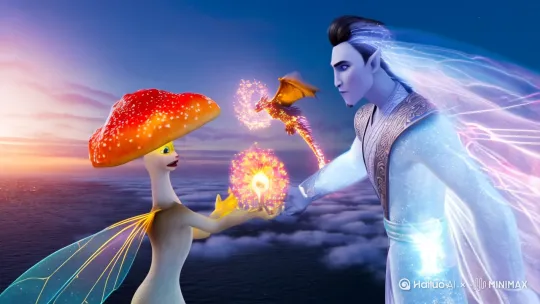 一个美艳仙菇和一位高冷男仙，北海上空激战上古神龙 by Hailuo AI Video Generator