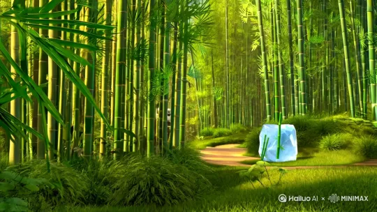 场景一：夏日竹林
时间：盛夏午后，阳光明媚。
地点：一片郁郁葱葱的竹林，微风拂过，竹叶沙沙作响。
镜头缓缓推进，展现竹林的宁静与清凉，为背景音乐增添一丝轻松愉悦的氛围。
场景二：熊猫登场
一只圆滚滚的大熊猫出现在镜头中，它慢悠悠地走到竹林中央，看起来有些炎热。
熊猫的动作憨厚可爱，不时地用前爪抹去脸上的汗水，让人忍俊不禁。
场景三：发现冰块
熊猫在竹林中四处张望，突然，它的眼睛亮了起来，似乎发现了什么。
镜头跟随熊猫的视线，只见一块巨大的冰块被放置在竹林的阴凉处，冰块上还插着几根翠绿的竹笋。
场景四：啃食冰块
熊猫兴奋地走到冰块前，用前爪抱住冰块，开始津津有味地啃食起来。
冰块在熊猫的口中发出“咔嚓、咔嚓”的声音，与它憨厚的模样形成鲜明对比，令人捧腹大笑。
熊猫一边啃食冰块，一边享受着清凉，它的表情十分享受，仿佛置身于人间仙境。
场景五：互动与嬉戏
熊猫啃食冰块的过程中，不时有其他小动物出现，如小兔子、小松鼠等，它们好奇地围观熊猫。
熊猫似乎并不介意这些小动物的围观，它偶尔还会用冰块与它们互动，引发一系列有趣的互动场景。
场景六：惬意休息
啃食完冰块后，熊猫满足地躺在竹林中，用冰块当枕头，惬意地休息起来。
阳光透过竹叶的缝隙，洒在熊猫的身上，画面温馨而宁静。
场景七：结束画面
镜头缓缓拉远，展现整个竹林的美景，背景音乐逐渐淡出。
画面定格在熊猫憨态可掬的睡脸上，给人一种温暖和愉悦的感觉。
这个视频通过展现大熊猫在夏天竹林中啃食冰块的场景，不仅突出了熊猫的憨厚可爱，还展现了它们聪明的一面，让观众在欢笑中感受到大自然的美好。 by Hailuo AI Video Generator