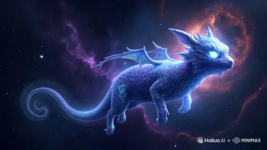 一只星空巨兽在星空中游走[右移,左摇,跟随]，随后星空巨兽张开巨口对着星空咆哮[变焦拉远] by Hailuo AI Video Generator