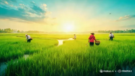 扎在稻田里，和稻花稻草一起成长 by Hailuo AI Video Generator
