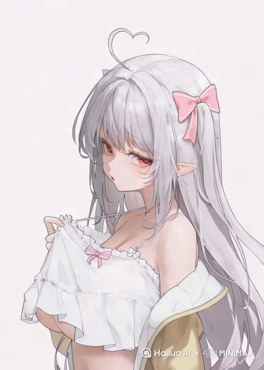 头发微微晃动，微微眨眼。衣服微微晃动 by Hailuo AI Video Generator