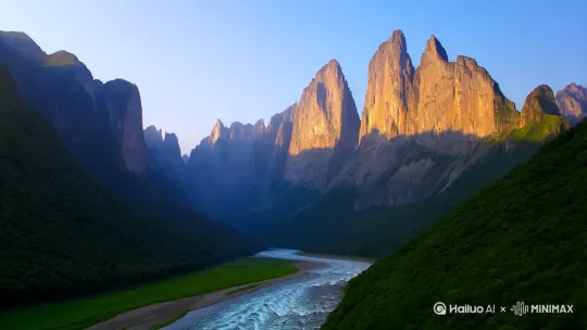 高山流水画面 by Hailuo AI Video Generator
