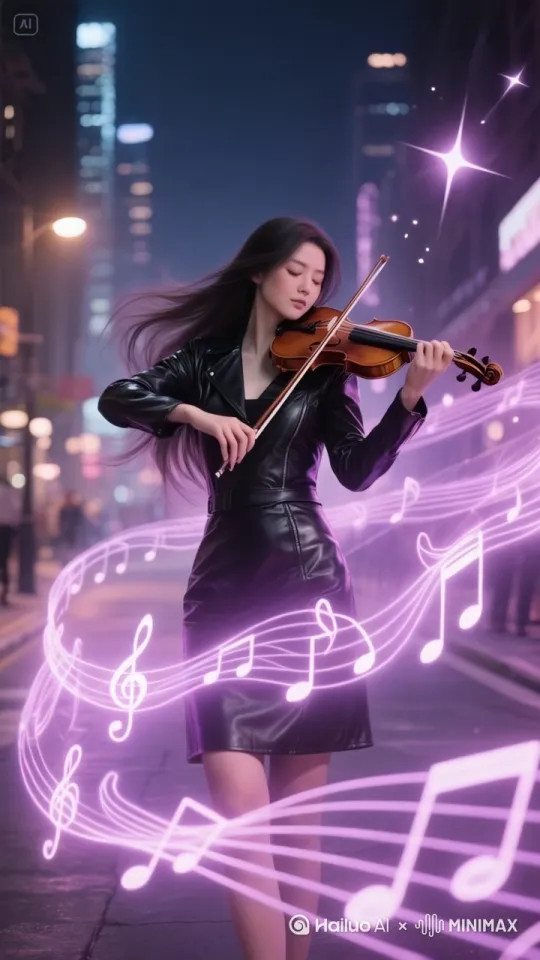 拉小提琴 by Hailuo AI Video Generator