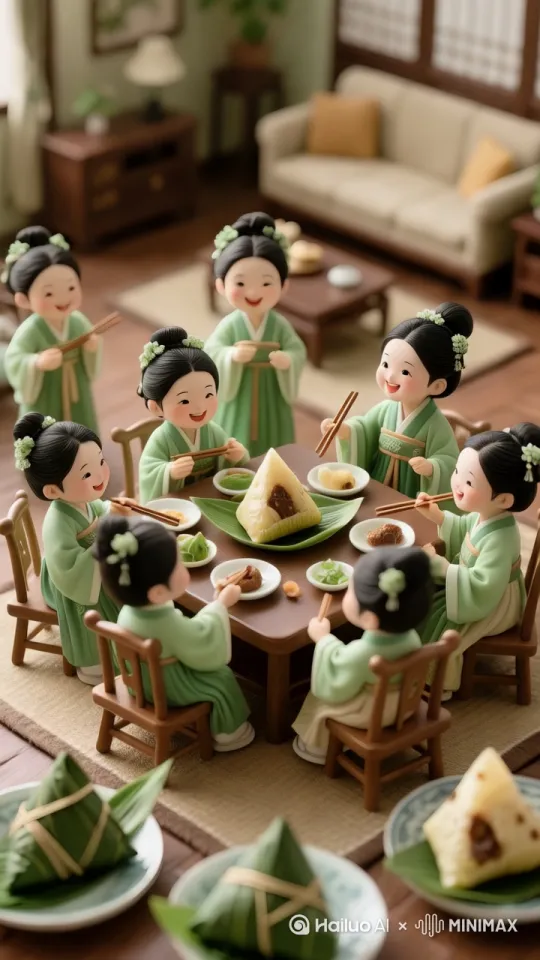 小人都在吃粽子[左移,右摇,跟随] by Hailuo AI Video Generator