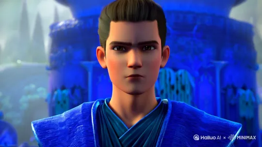 一个很帅很帅的男生，浑身，都是正义，蓝色配色 by Hailuo AI Video Generator