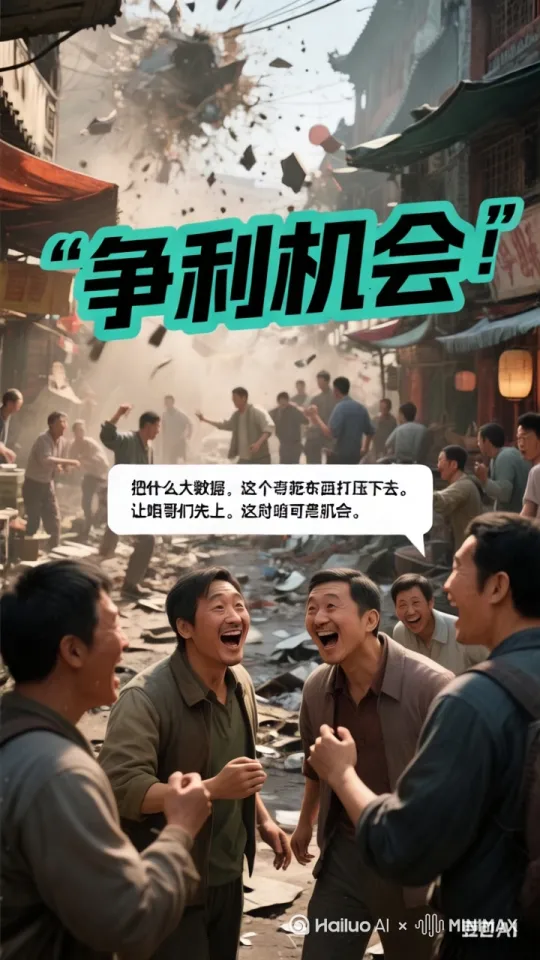 机会来了，各个男人跃跃欲试，兴奋大喊大叫。挥挥手或拳头。争取利益最大化。 by Hailuo AI Video Generator