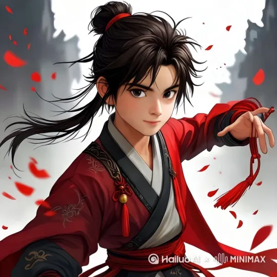 头发动起来，手做练功动作 by Hailuo AI Video Generator