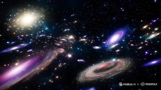在宇宙中，有着数以百万的星系，在无数的平行宇宙中穿梭，宇宙里有很多陨石 by Hailuo AI Video Generator