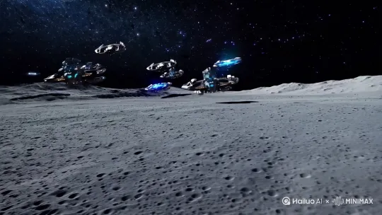 在月球上，外星人大战地球，星际战舰 by Hailuo AI Video Generator