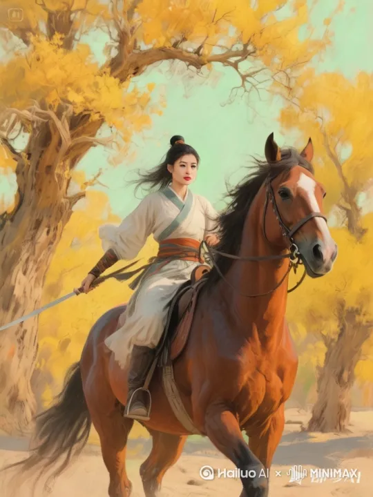 镜头1：中景，镜头跟着向右环绕，镜头2：镜头转为女子特写，人物面部细节； by Hailuo AI Video Generator