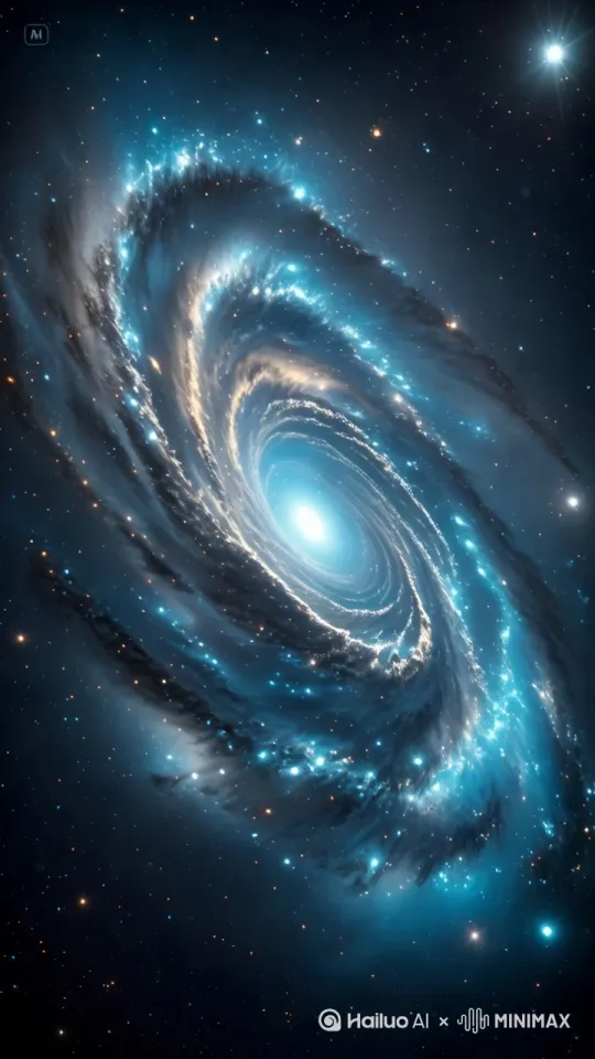 漩涡转动，周围星星，气流跟着转动 by Hailuo AI Video Generator