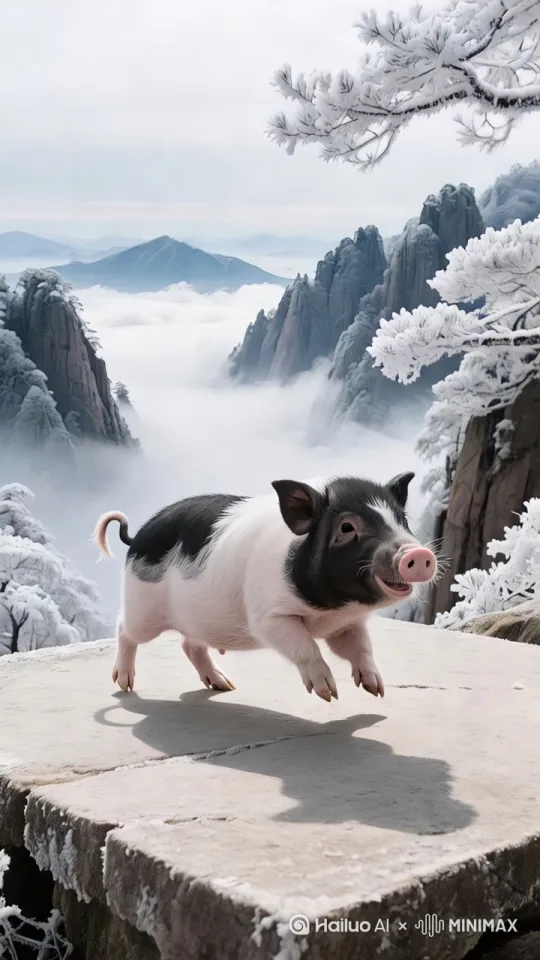 小猪摇头晃脑的蹦迪，状态疯狂。360度环绕运镜 by Hailuo AI Video Generator