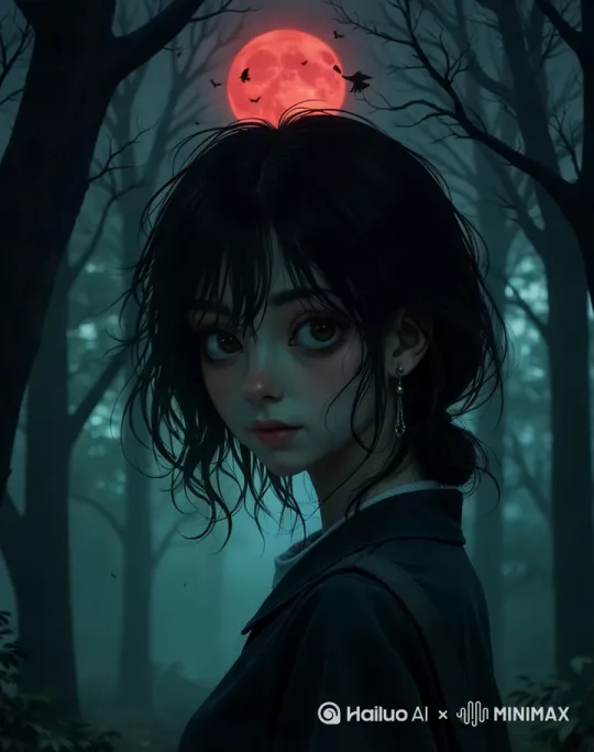 镜头拉远，女人眨眼睛，并且头转向左边 by Hailuo AI Video Generator