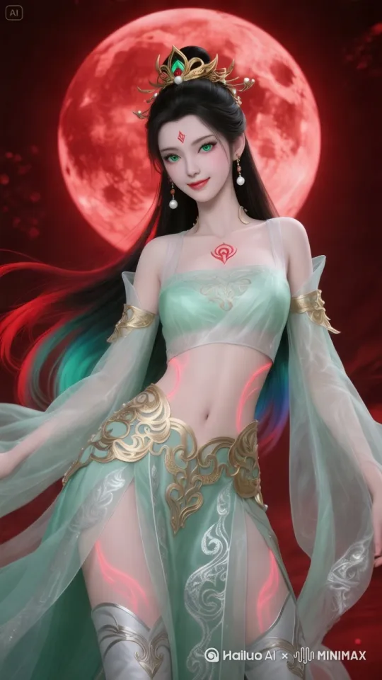 起风，月下跳舞，镜头推远，然后拉进 by Hailuo AI Video Generator