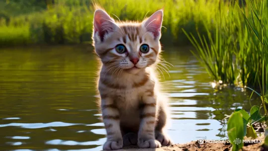 小猫钓鱼 by Hailuo AI Video Generator