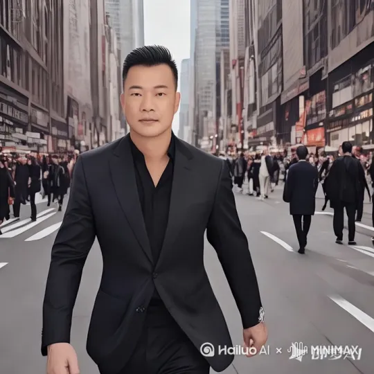 一个人在街上行走，天上下着大雨，街上无人的场景，偶尔有车经过。比例9:16 by Hailuo AI Video Generator
