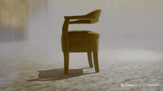如果你想在动画中实现这个想法，你可以使用3D建模软件来创建椅子和动物腿的模型，然后通过动画软件来设置它们的动作和互动。这样可以让观众看到椅子仿佛有了生命一般，能够自主移动。 by Hailuo AI Video Generator