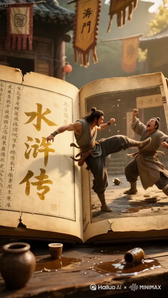 Epic violent fight scenes, with the camera following the two peoplein the picture punching and kicking.
The glory of fast action movies as a life and death battle between two people by Hailuo AI Video Generator
