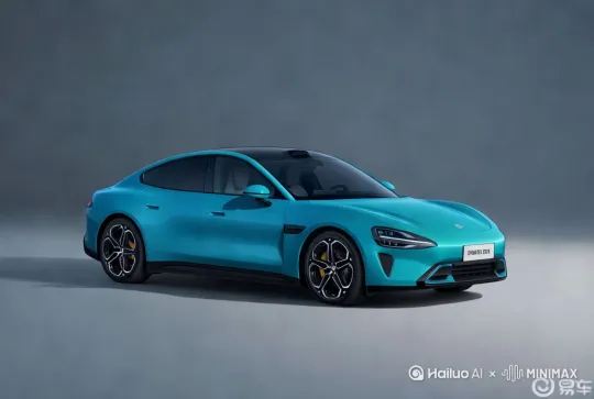 "Nighttime cityscape aerial view, a Xiaomi SU7 electric car with olive green metallic paint speeding through neon-lit streets, cinematic lighting, hyper-realistic reflections on wet asphalt, dynamic light trails from headlights, cyberpunk atmosphere, 8K HDR, shot on Arri Alexa LF, slow-motion" by Hailuo AI Video Generator