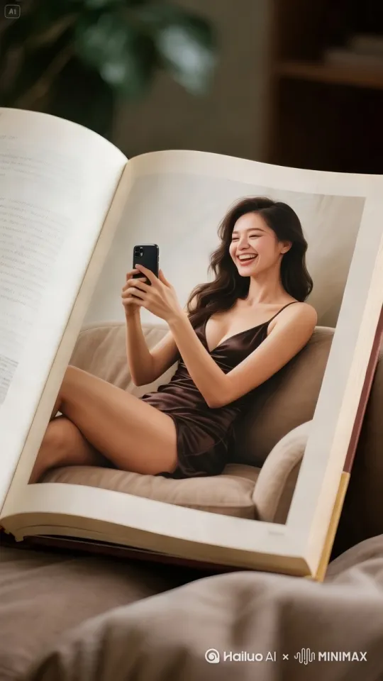 书中的美女突然生气地抬起左脚向镜头踢过来，镜头特写巨大的脚掌，脚掌挡住了半个画面，最后画面定格 3d立体效果。 by Hailuo AI Video Generator