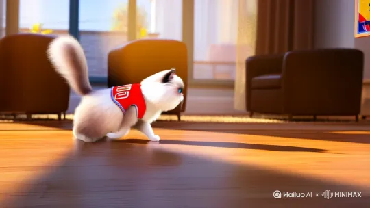 一直布偶猫练习打篮球，扣篮，用灌篮高手的背景音乐 by Hailuo AI Video Generator