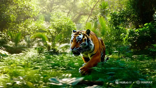 生成一个老虎猎杀猎物的视频 by Hailuo AI Video Generator