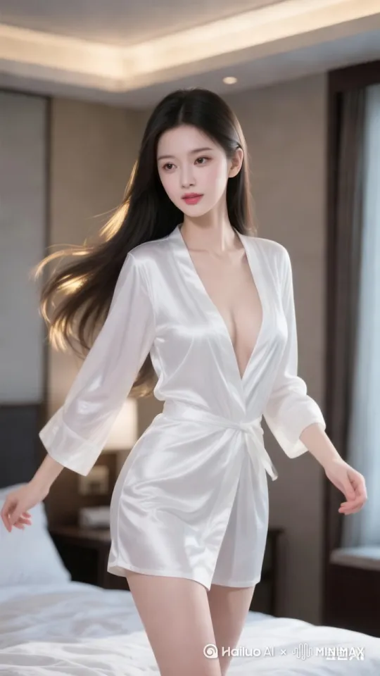 身体转正，面对屏幕，左右手背于身后，扭动腰部和胯部，做舞蹈动作，动作优美舒缓，32k高清 by Hailuo AI Video Generator
