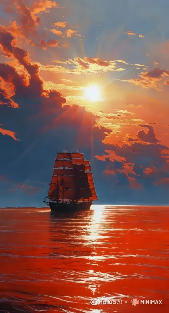 亅水流涌动，云彩飘动 by Hailuo AI Video Generator