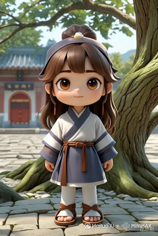 女孩座在树桩上沉思，她妈妈过来说，小美，想爸爸了吗？你爸爸很快就会回来的，过了一会儿，爸爸真的就回来了，还带了几个粽子分给小美，一家三口站在同一个平面，并祝大家端午节快乐 by Hailuo AI Video Generator