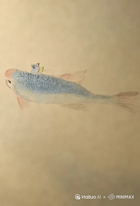 银蓝鱼背驮着流光精灵，游过水墨星河。星砂从鳞片间洒落，化作萤火追着鱼鳍的涟漪。它们掠过春的柳影、夏的荷香，在秋潭里藏起桂月碎光，于冬溪中凝结雪的吟唱。每一道波纹都是时光的诗行，鱼与精灵的剪影，在宣纸的留白里，漾开永不落幕的空灵幻梦。 by Hailuo AI Video Generator