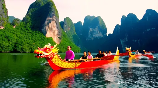 帮我生成一个视频：看看【纵情桂林山水-旅行安排的作品】唱山歌 划龙舟 端午到！端午佳节来临之际5.31。比例 1:1。 by Hailuo AI Video Generator