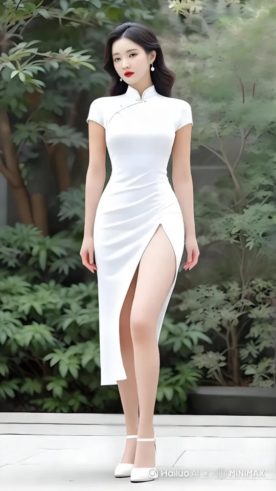 模特走在公园，正对镜头缓慢推进 by Hailuo AI Video Generator
