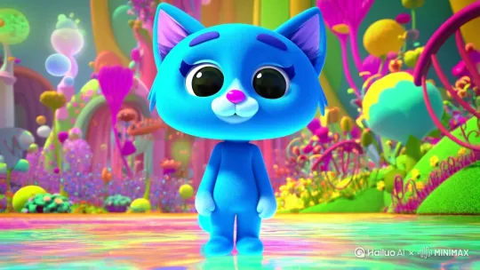 要一个蓝色的猫可以站起来卡通可爱 by Hailuo AI Video Generator