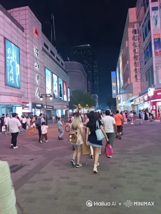 大街上人熙熙攘攘[推进,上升] by Hailuo AI Video Generator