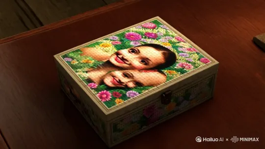 《时光拼图》微电影脚本及美术设计
一、影片信息
- 主题：通过碎片化的记忆拼图，展现一位老人对亡妻跨越时空的思念。
- 类型：剧情 / 奇幻
- 时长：5分钟
 
二、脚本内容
 
镜号 时长 景别 画面 台词 音乐/音效 拍摄地点 美术设计 
1 3s 特写 老旧的木质桌面上，布满灰尘的拼图盒子，盒面是一对年轻情侣在花海中微笑。 无 轻柔的灰尘飘落音效 老人书房 桌面做旧，拼图盒磨损，营造陈旧感 
2 3s 中景 一位头发花白、满脸皱纹的老人，穿着洗得发白的旧衬衫，缓缓走进书房，目光落在拼图盒上。 老人（轻声自语）：“好久了啊……” 轻微的脚步声，老旧地板吱呀声 老人书房 墙壁泛黄，挂有老照片，摆放旧书架 
3 3s 特写 老人颤抖的手轻轻触碰拼图盒，手指摩挲着盒面。 无 轻微的呼吸声 老人书房 手部皮肤纹理清晰，突出沧桑感 
4 3s 中景 老人慢慢打开拼图盒，里面的拼图块散落出来，其中一块拼图突然发出微弱光芒。 无 轻微的盒子打开声 老人书房 拼图块颜色暗淡，发光块较亮眼 
5 3s 特写 老人惊讶地看着发光的拼图块，眼神中透露出好奇与疑惑。 老人（喃喃）：“这是……” 轻微的惊叹声 老人书房 光影聚焦在发光拼图块上 
6 3s 全景 光芒突然扩散，老人被光芒笼罩，周围的书房逐渐模糊，出现一片五彩斑斓的花海。 无 梦幻的音效 虚拟花海场景 花朵色彩鲜艳，光影梦幻 
7 3s 中景 年轻时候的老人穿着笔挺的西装，手捧鲜花，紧张地等待着。年轻美丽的女子穿着白色连衣裙，微笑着向他走来。 无 轻柔的微风声，心跳声 花海 服装复古精致，营造浪漫氛围 
8 3s 近景 两人面对面，眼中满是爱意，相视而笑。 老人（年轻）：“你真美。” 女子：“你也是。” 轻柔的音乐，心跳声 花海 面部打光柔和 
9 3s 特写 两人的手慢慢靠近，最终紧握在一起。 无 轻柔的音乐 花海 手部特写，光线明亮 
10 3s 中景 场景切换，两人在热闹的婚礼现场，互相交换戒指，亲吻。 宾客欢呼声：“祝你们幸福！” 欢快的婚礼进行曲，欢呼声 婚礼现场 布置传统喜庆，红绸、鲜花 
11 3s 全景 婚后的生活场景，两人在温馨的小屋里，一起做饭、欢笑、看电视。 无 日常的生活音效，笑声 小屋 布置温馨，有生活气息 
12 3s 中景 女子突然晕倒，老人（年轻）惊慌失措，大声呼喊。 老人（年轻）：“亲爱的，你怎么了！” 紧张的心跳声，呼喊声 小屋 灯光昏暗，营造紧张氛围 
13 3s 远景 医院门口，老人（年轻）焦急地踱步，脸上满是担忧。 无 医院嘈杂声，救护车鸣笛声 医院门口 色调偏冷 
14 3s 中景 老人（年轻）在病房外，看着医生摇头走出，瞬间瘫倒在地，痛哭流涕。 老人（年轻）：“不……” 悲伤的哭声，医院背景音 医院走廊 画面虚化，突出悲伤 
15 3s 特写 老人（现在）满是泪水的眼睛，回忆着过往，嘴唇颤抖。 老人（哽咽）：“我好想你。” 轻微的抽泣声 虚拟场景（回忆中） 面部特写，光影柔和 
16 3s 中景 场景又回到花海，年轻的女子微笑着向老人（现在）走来。 女子：“我一直在。” 轻柔的音乐 花海 服装、场景与之前呼应 
17 3s 近景 老人（现在）伸出手，想要触碰女子，却穿过了她的身体。 老人（急切）：“别走……” 轻柔的音乐，轻微的叹息声 花海 手部动作突出无力感 
三、美术设计
场景设计
1. 老人书房：整体色调偏暗黄，营造陈旧、怀旧氛围。墙壁挂有不同时期老人和妻子的老照片，书架上摆满旧书籍、相框。木质家具做旧处理，桌面有划痕、磨损痕迹。
2. 花海：色彩绚丽，以粉色、紫色、黄色花朵为主，搭配绿色草地。光线明亮且柔和，营造梦幻、浪漫氛围。设置微风装置，让花朵有自然摆动效果。
3. 婚礼现场：以红色和金色为主色调，红绸装饰，摆放鲜花拱门、喜字等传统婚礼元素。现场布置热闹喜庆，灯光温暖明亮。
4. 小屋：布置温馨舒适，有暖色调灯光，摆放两人生活照片、日常用品。家具简约实用，有生活气息，如沙发上搭着毛毯，桌上有水果等。
5. 医院：色调偏冷，以白色和灰色为主。医院走廊有冰冷的金属扶手、白色墙壁，灯光惨白，营造压抑、紧张氛围。
 
道具设计
 
1. 拼图及拼图盒：拼图盒外观老旧，有磨损痕迹，盒面照片色彩因时间褪色。拼图块材质看起来有一定年代感，颜色暗淡，发光拼图块在视觉上有细微差别，可通过特殊材质或光影处理实现。
2. 老人服装：旧衬衫款式简单、颜色暗淡，有洗旧的痕迹，搭配宽松的裤子和布鞋，体现老人简朴、怀旧的生活状态。
3. 年轻老人及女子服装：年轻老人西装笔挺，颜色经典；女子白色连衣裙款式复古优雅，婚礼时，老人身穿传统新郎服饰，女子穿红色婚纱，配饰搭配精致 by Hailuo AI Video Generator